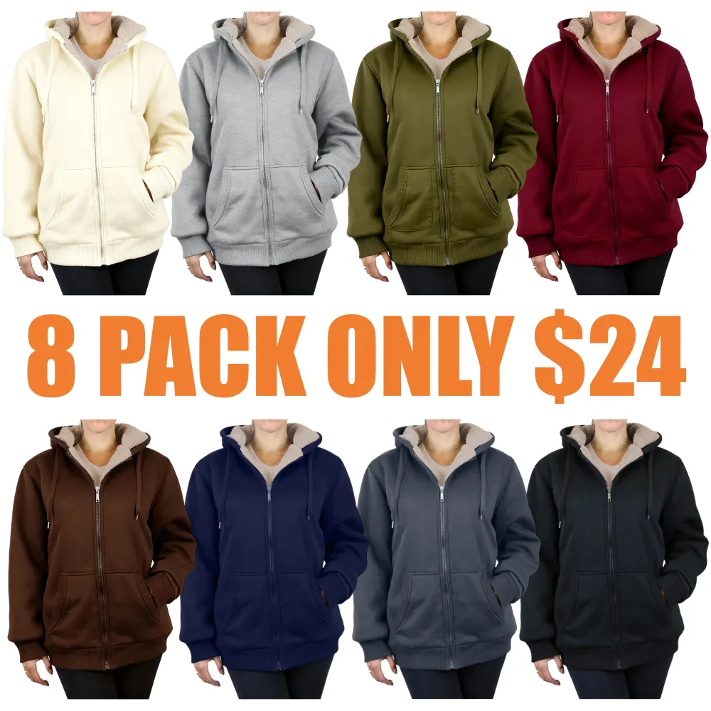 Women's Regular Fit Heavyweight Sherpa Fleece Lined Hoodies
