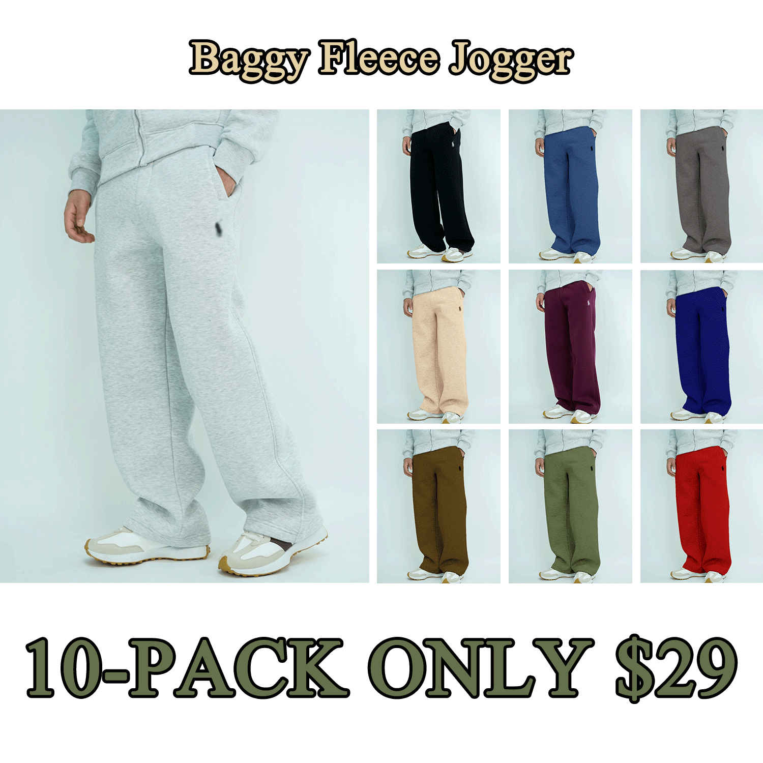 Men’s Baggy Fleece Joggers (Relaxed Wide Fit)