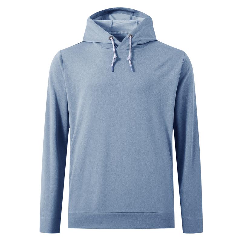 Men’s Solid Color Lightweight Golf Hoodie, 4-Way Stretch Breathable Dry Fit Pullover, Athletic Casual Fall Fashion drawstring sweatshirt Menswear Tops