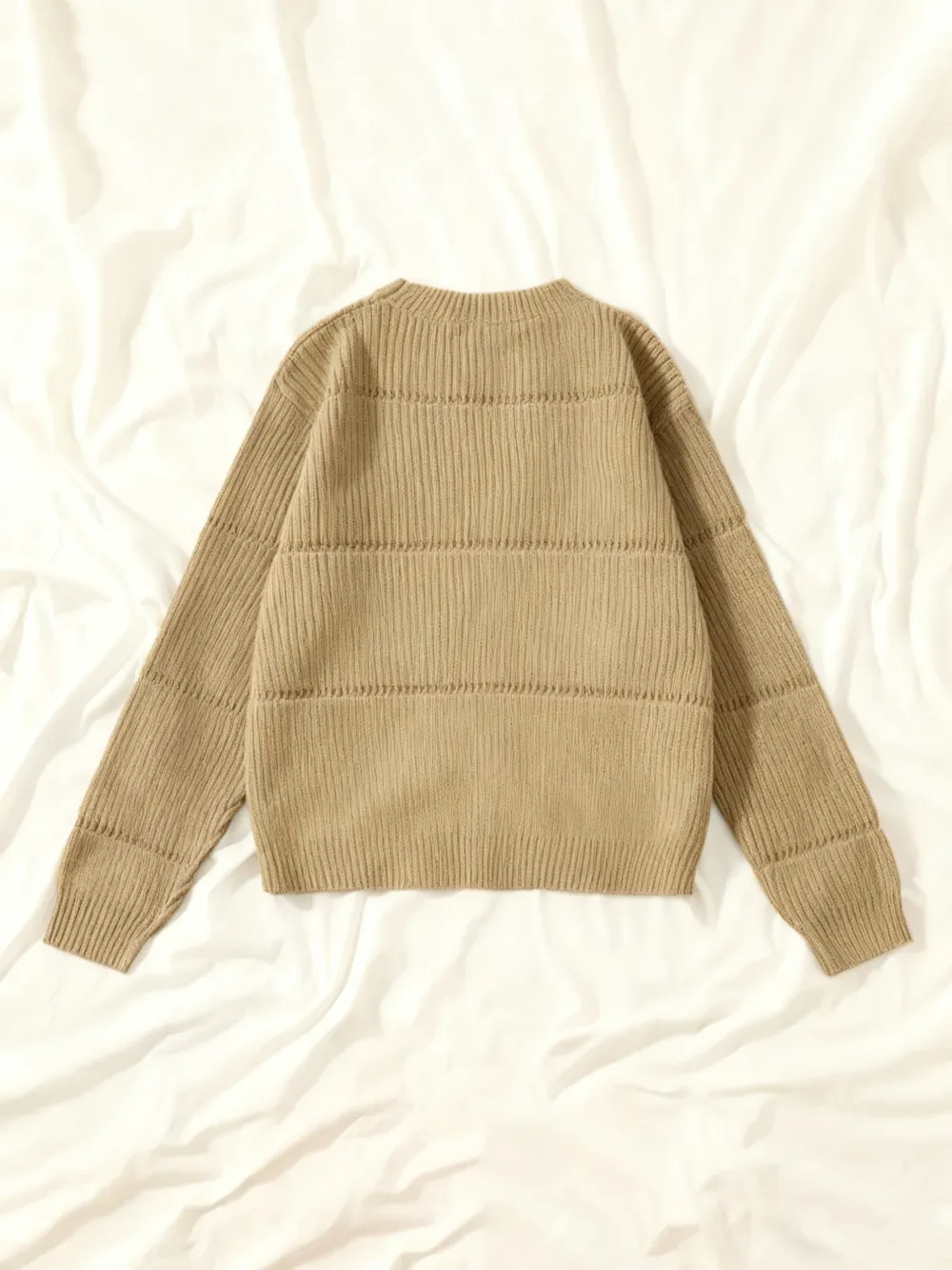 Women's Simple Minimalist Plain Textured Round Neck Sweater