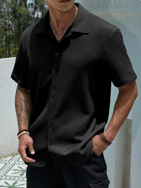 Men’s Lightweight Knitted Button-Front Short Sleeve Shirt