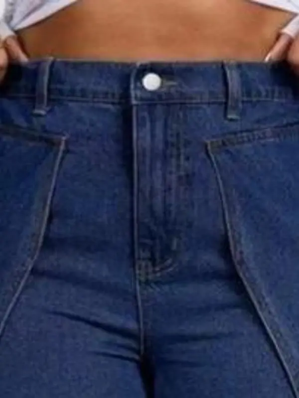 Women's fashionable denim jeans, patchwork design, casual style, suitable for everyday wear