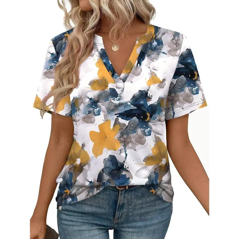 Womens Tops Summer Short Sleeve V Neck Blouses