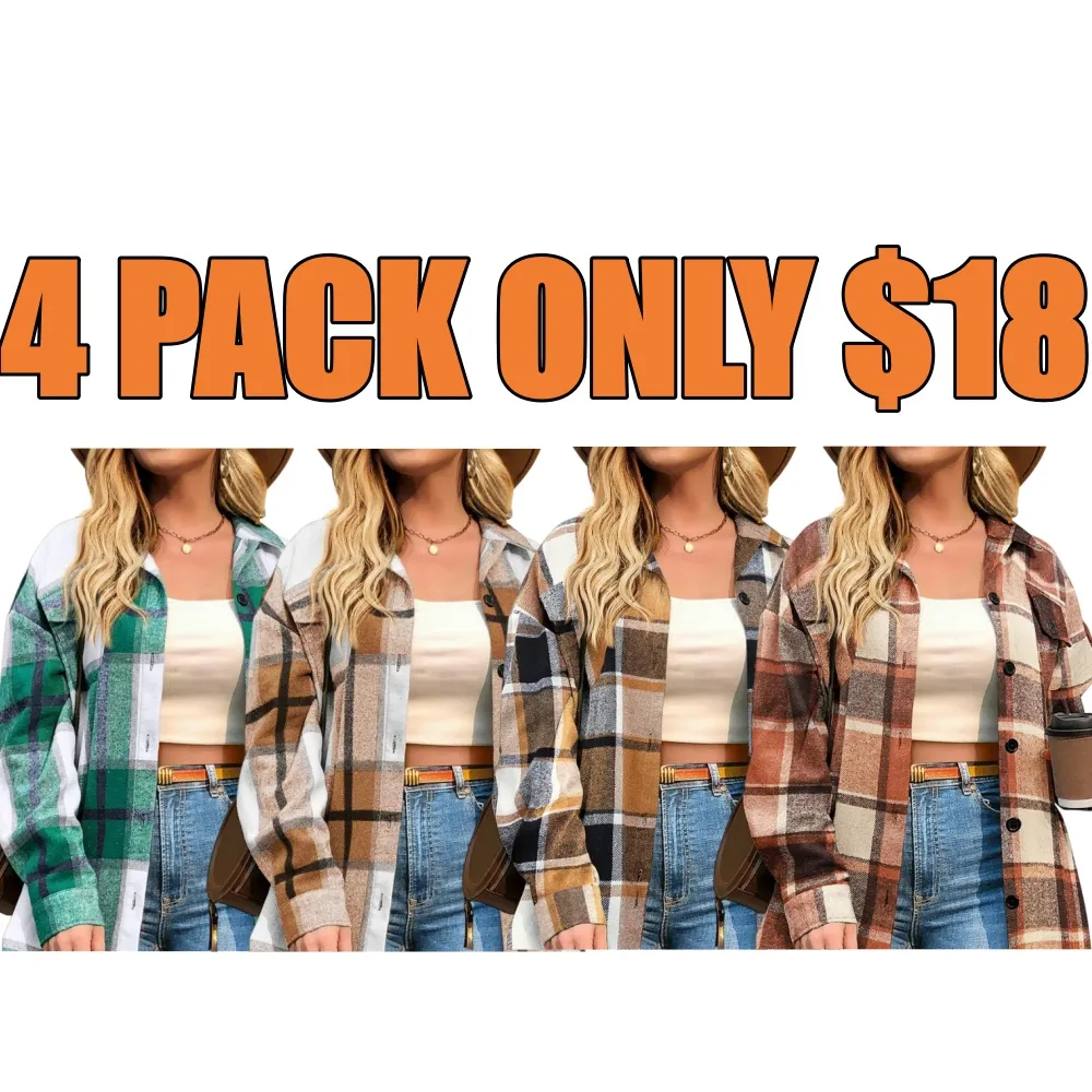 Women Plus Size Plaid Shacket  Coat