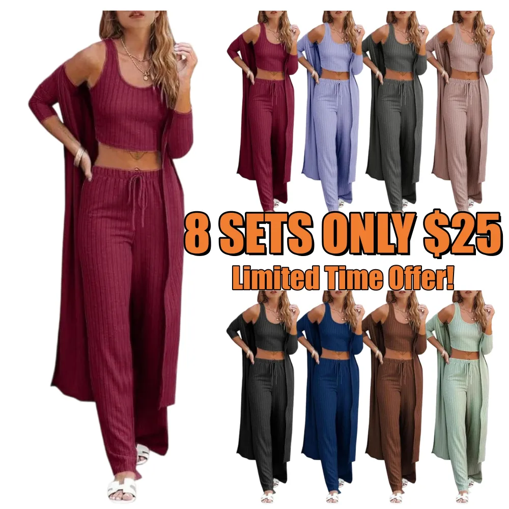 Women’s 3-Piece Loungewear Set with Cardigan