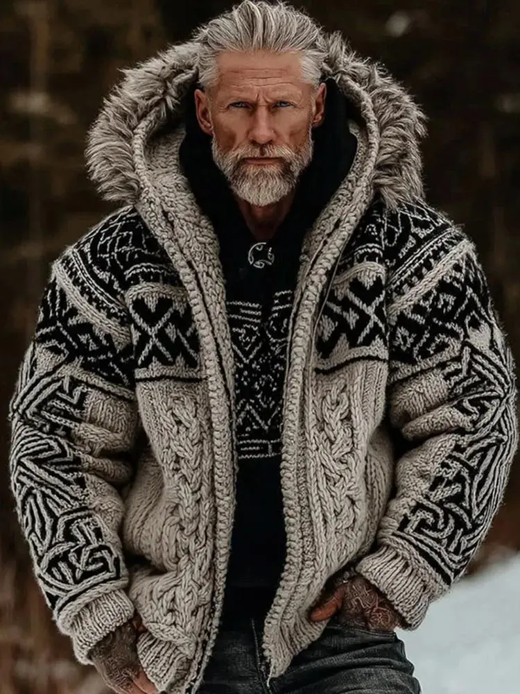 Men's Viking Celtic Pattern Art Cozy Hooded Sweater