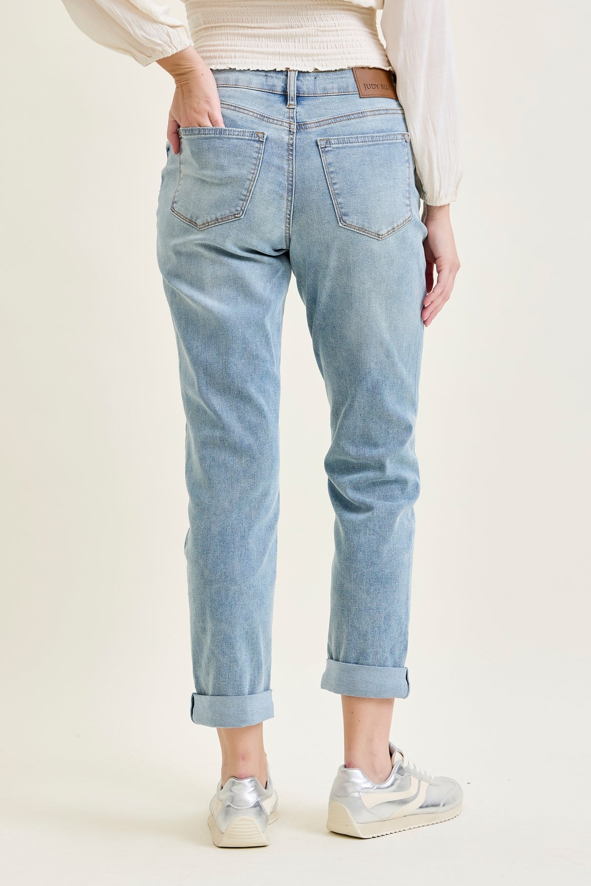 Laney V-Front Cool Denim Cuffed Boyfriend