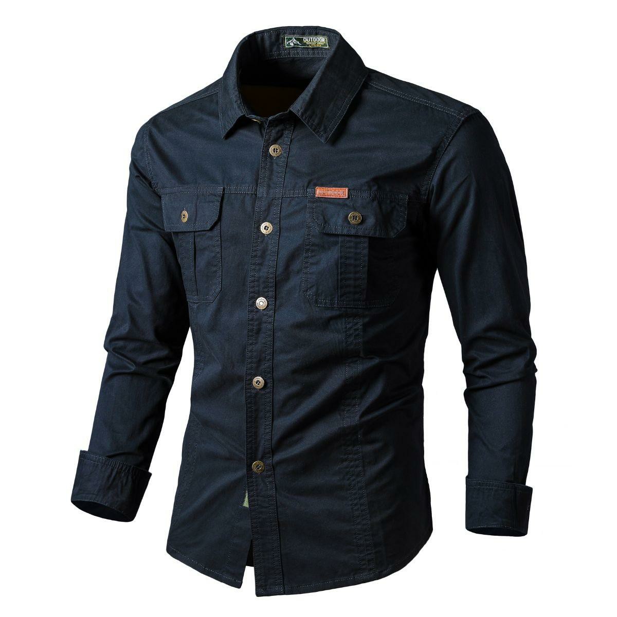 Men's Long Sleeve Workwear Shirt - Outdoor Casual Versatile Top