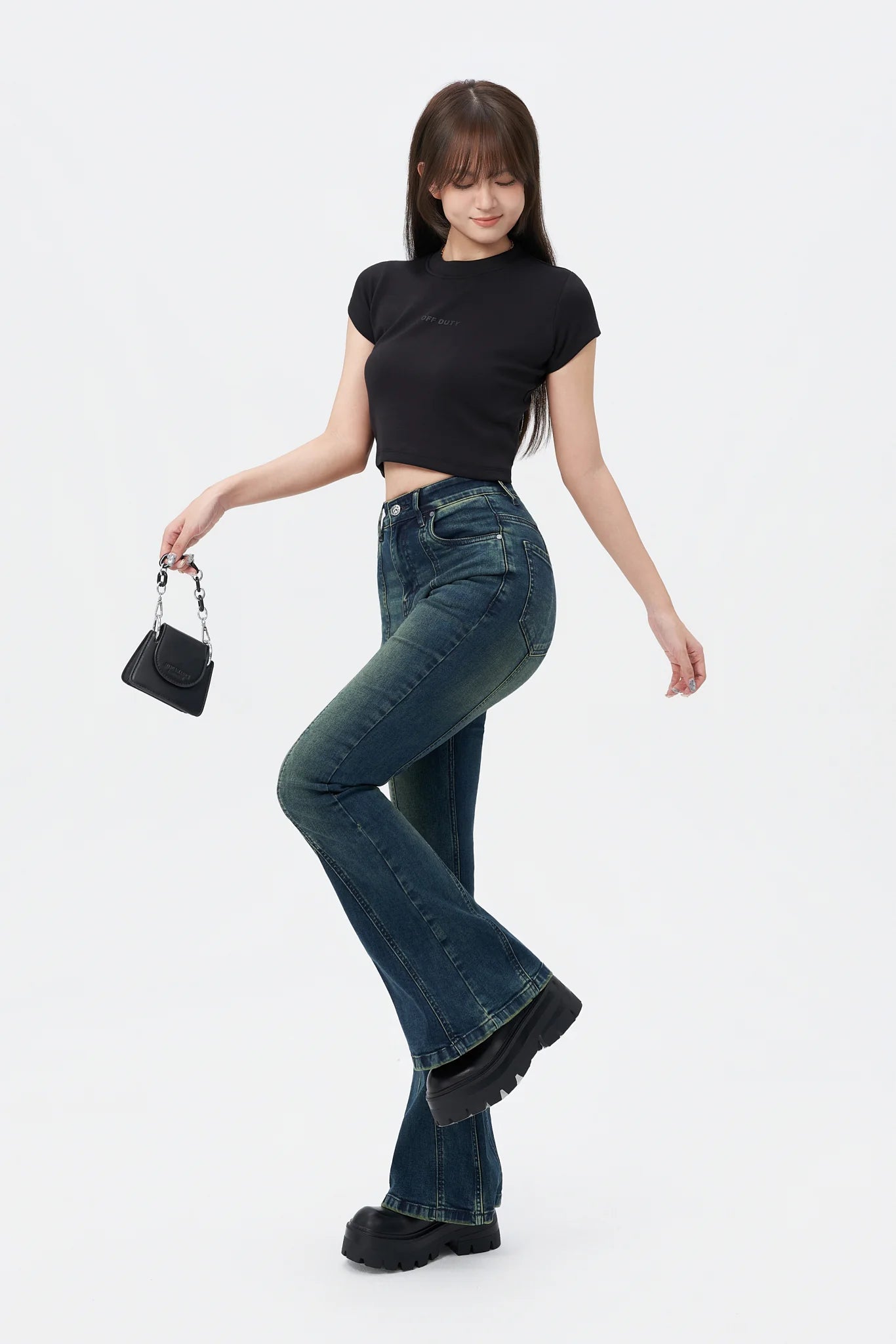 Bohemian Feels Raw Hem Stretch Flare Jeans