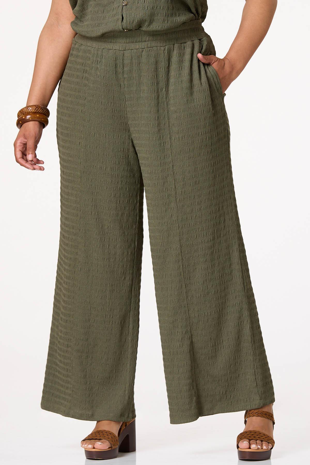 Plus Size Textured Wide Leg Knit Pants