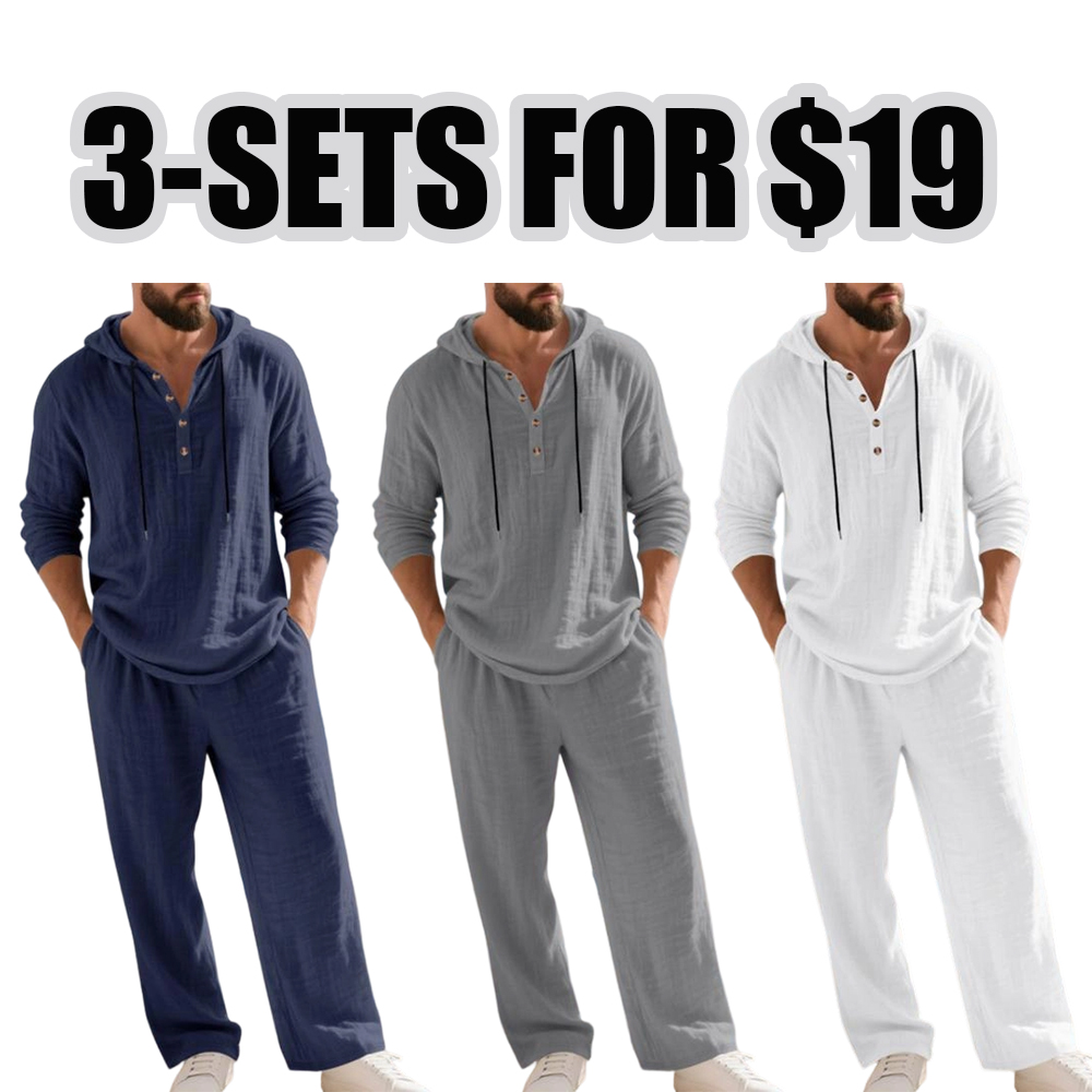 Men's Trendy Linen Hooded Two-Piece Set