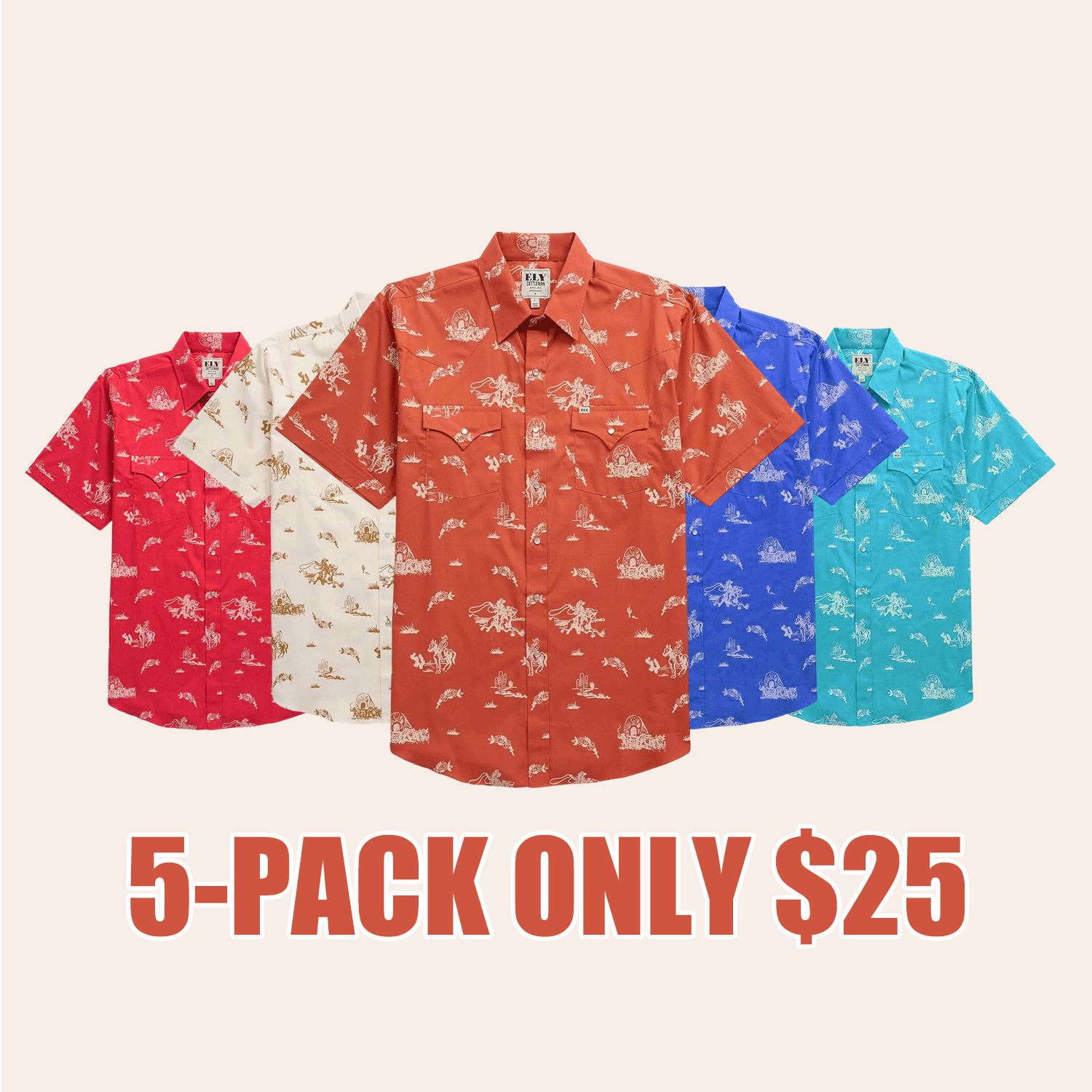 Men’s Cowboy Print Western Snap Shirt