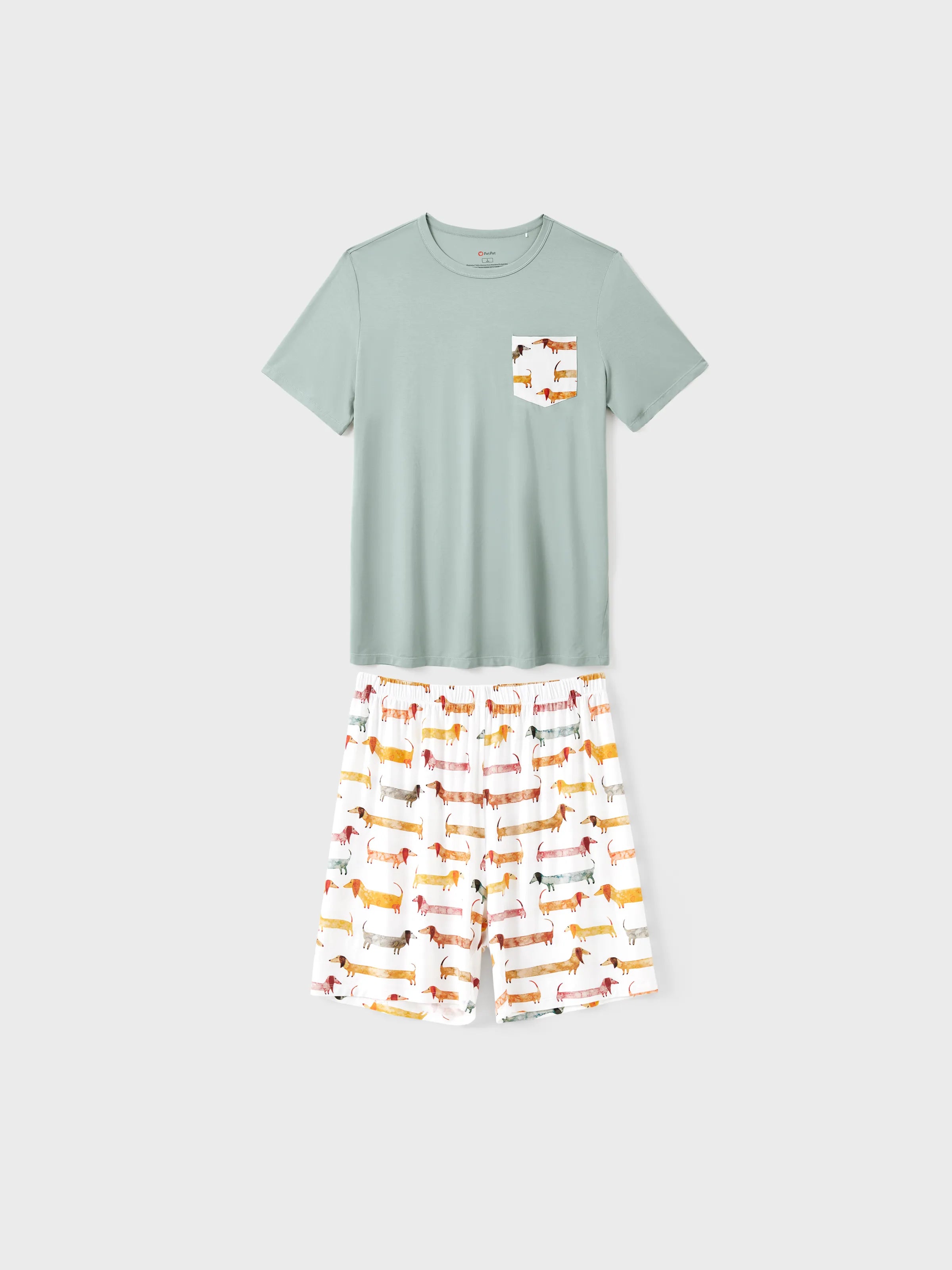Bamboo Family Pajamas Cute Doggy Patterned Short-sleeve Matching Pajamas Set ( Snug-Fitting for Children ) Multi-color