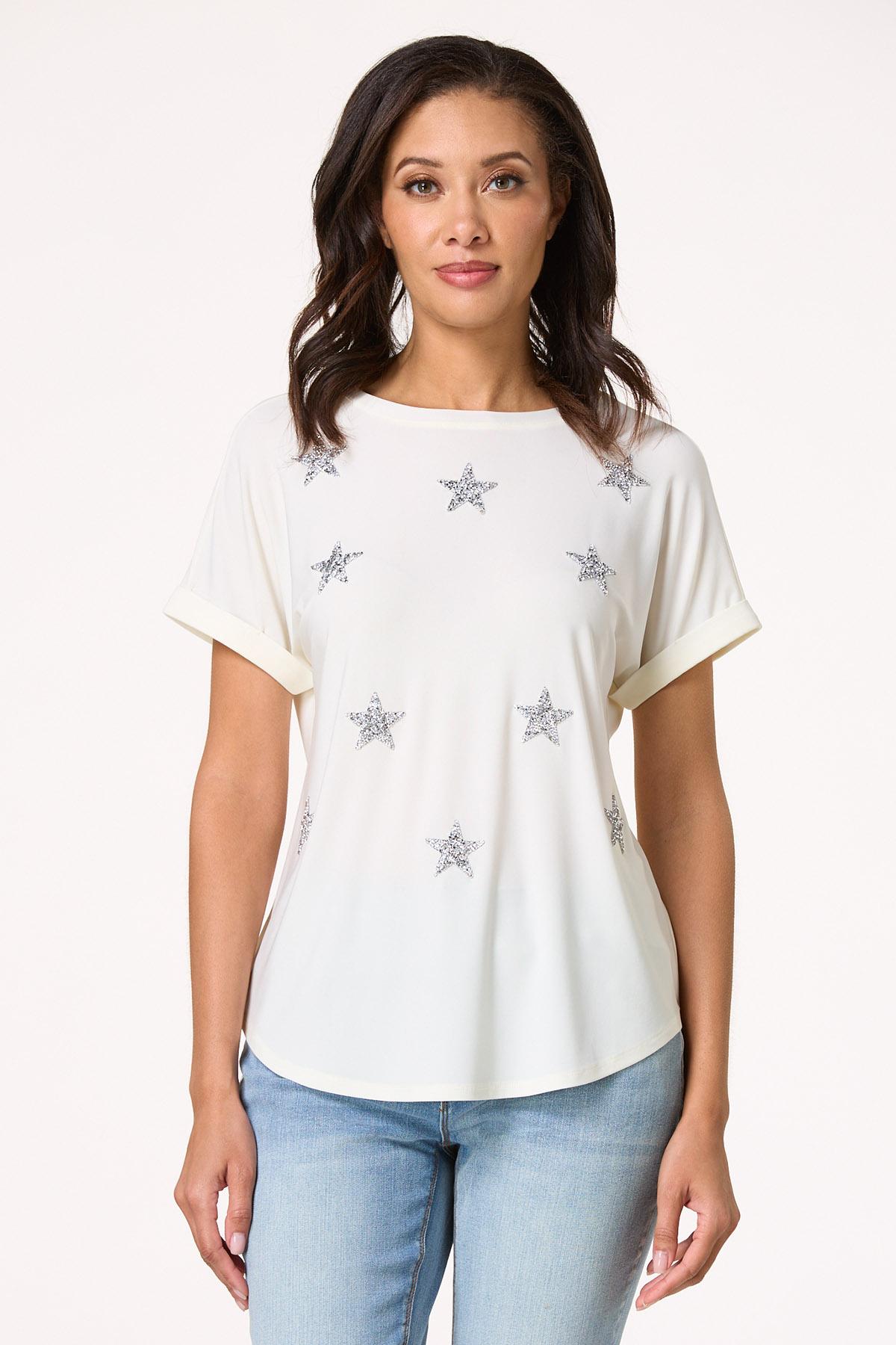 Silver Star Embellished Top