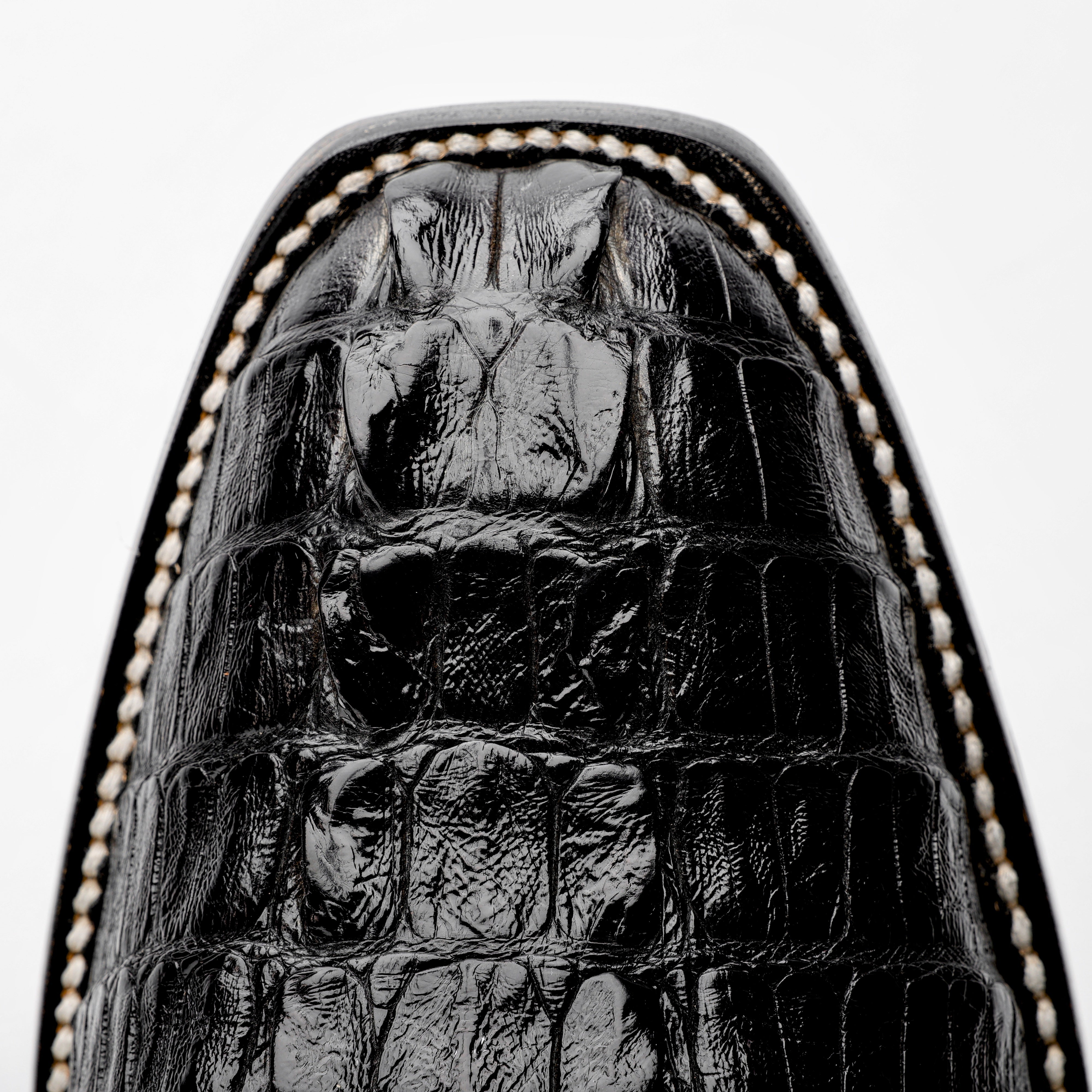 Black GENUINE Caiman Tail Boots - French Toe