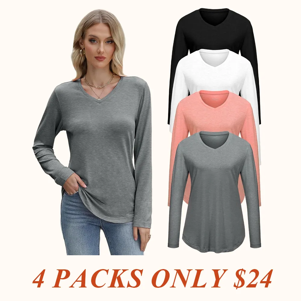 Women's V-Neck Long Sleeve Shirts – Soft