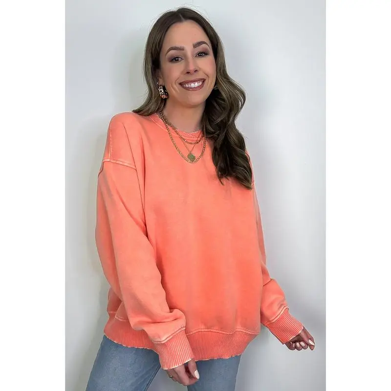 Cozy Vibes Acid Wash Oversized Pullover