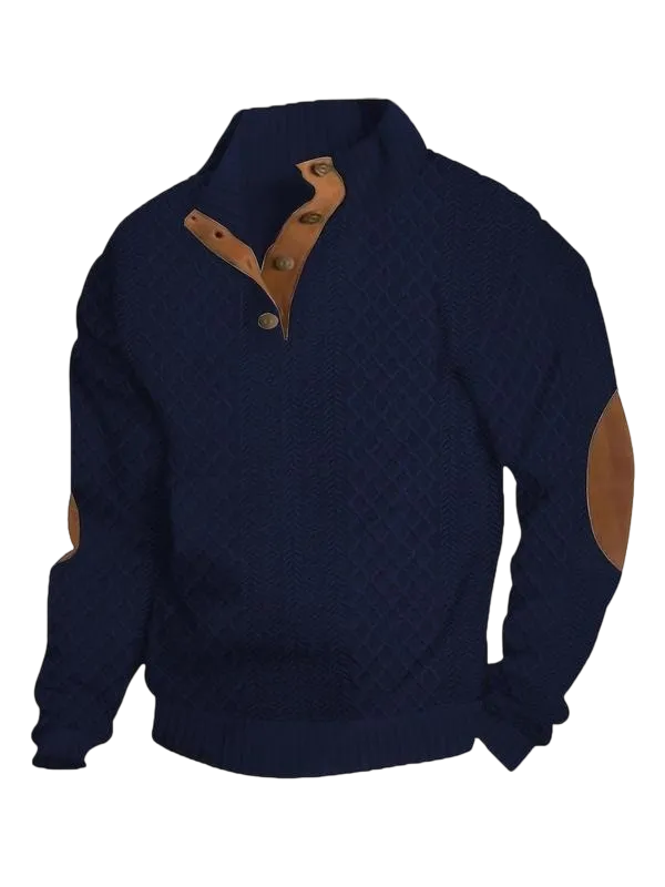 Men's color-blocked jacquard button-down sweatshirt