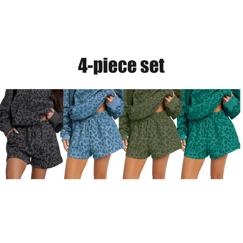 Leopard print unisex shorts