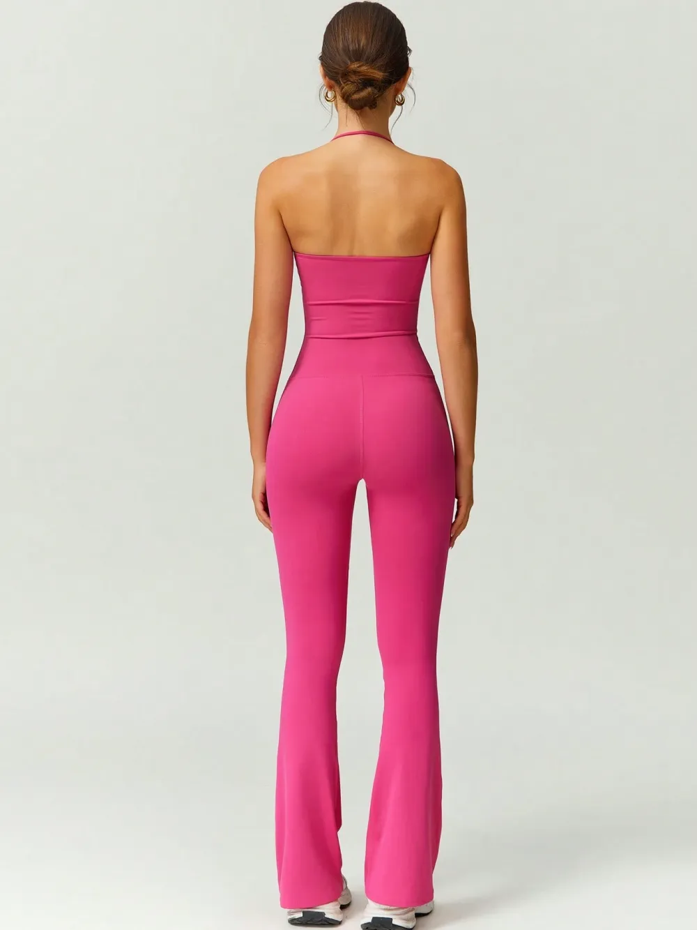 Women's Halter Neck Bodycon Flared Leg Jumpsuit