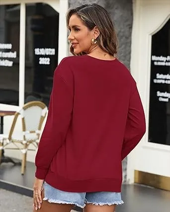 Women's Crewneck Hoodless Sweatshirt Hoodless Sweatshirt with Kangaroo Pocket Fleece Long Sleeve