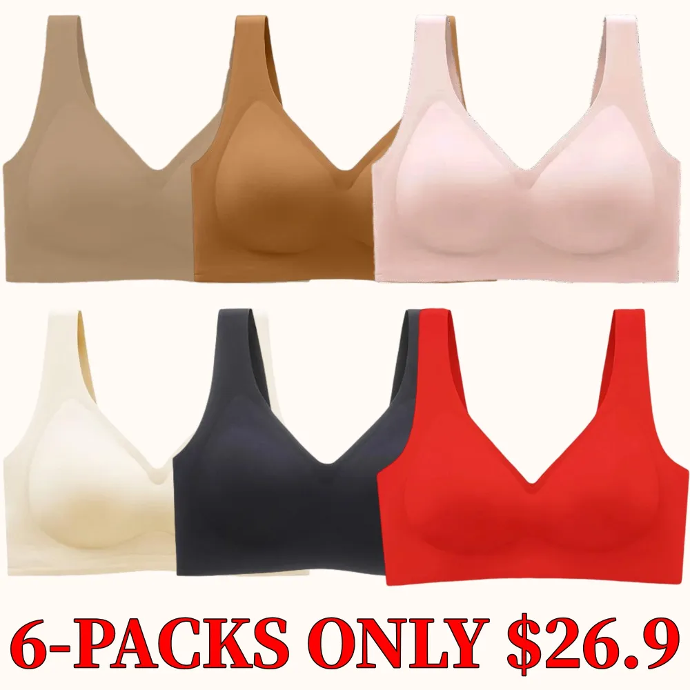 Women's seamless red wire-free soft bra
