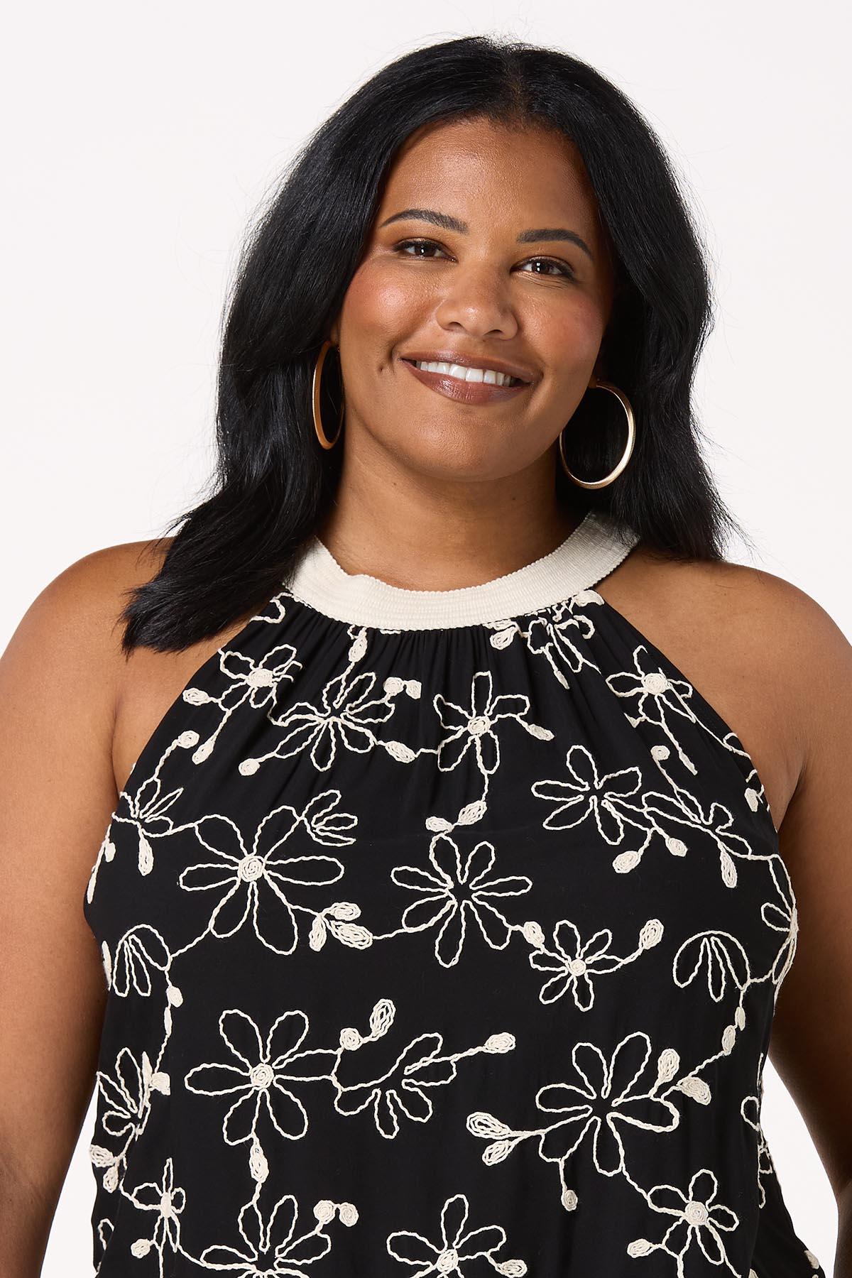 Plus Size Embroidered Cleo Neck Tank