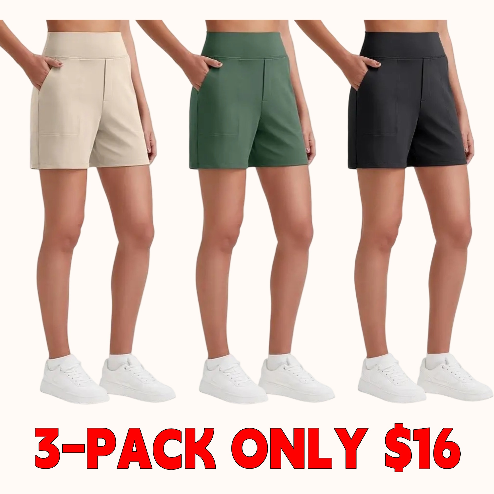 Women's athletic shorts - high-waisted running and yoga shorts (with pockets)