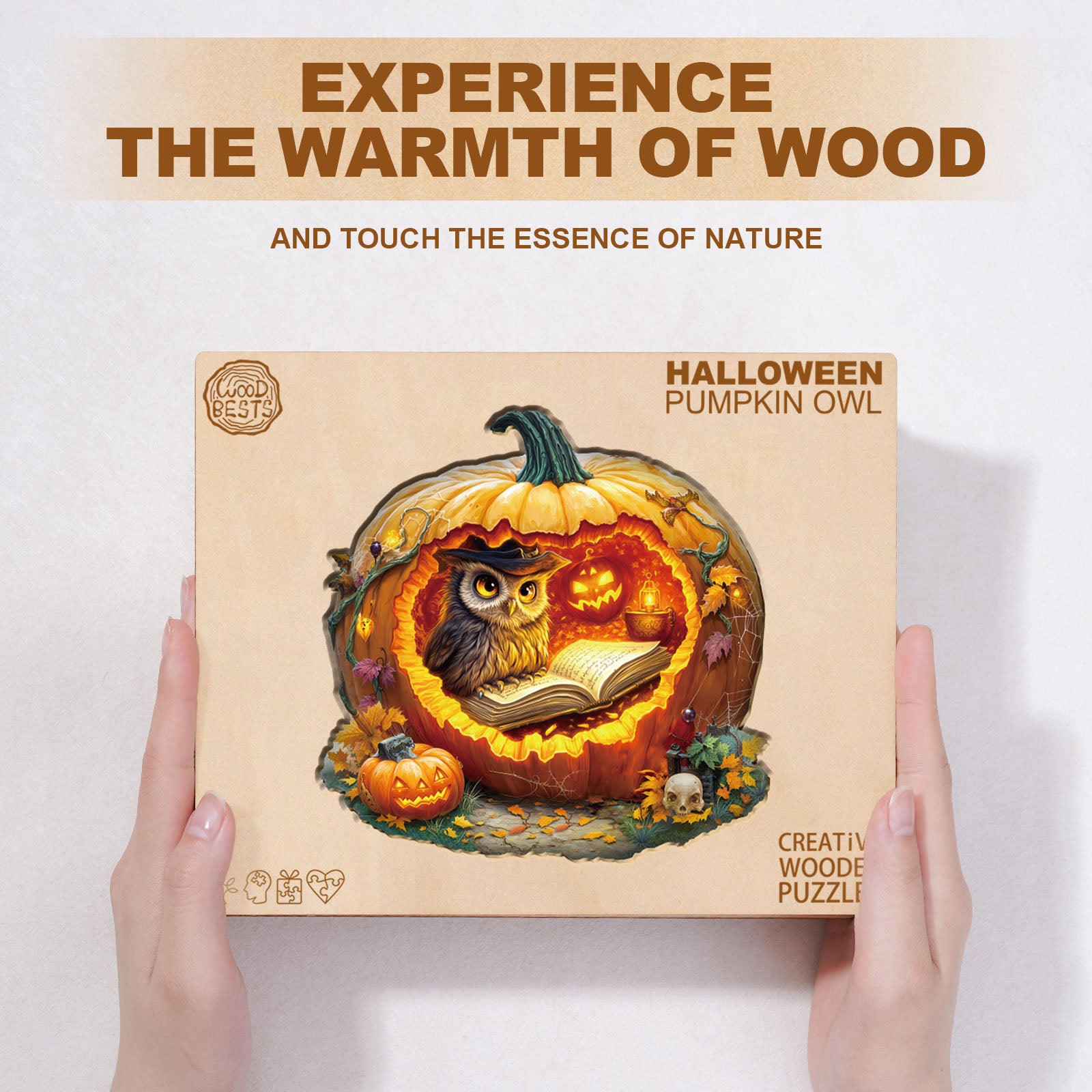 Halloween Pumpkin Owl Wooden Jigsaw Puzzle