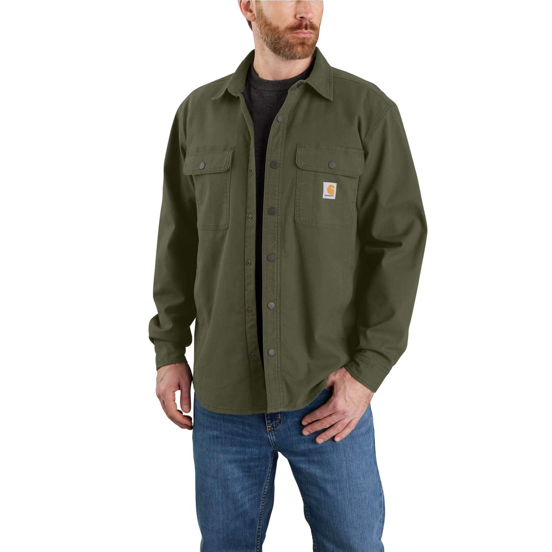 CHT Rugged Flex Relaxed Fit Canvas Fleece-Lined Shirt Jac Shacket 105419