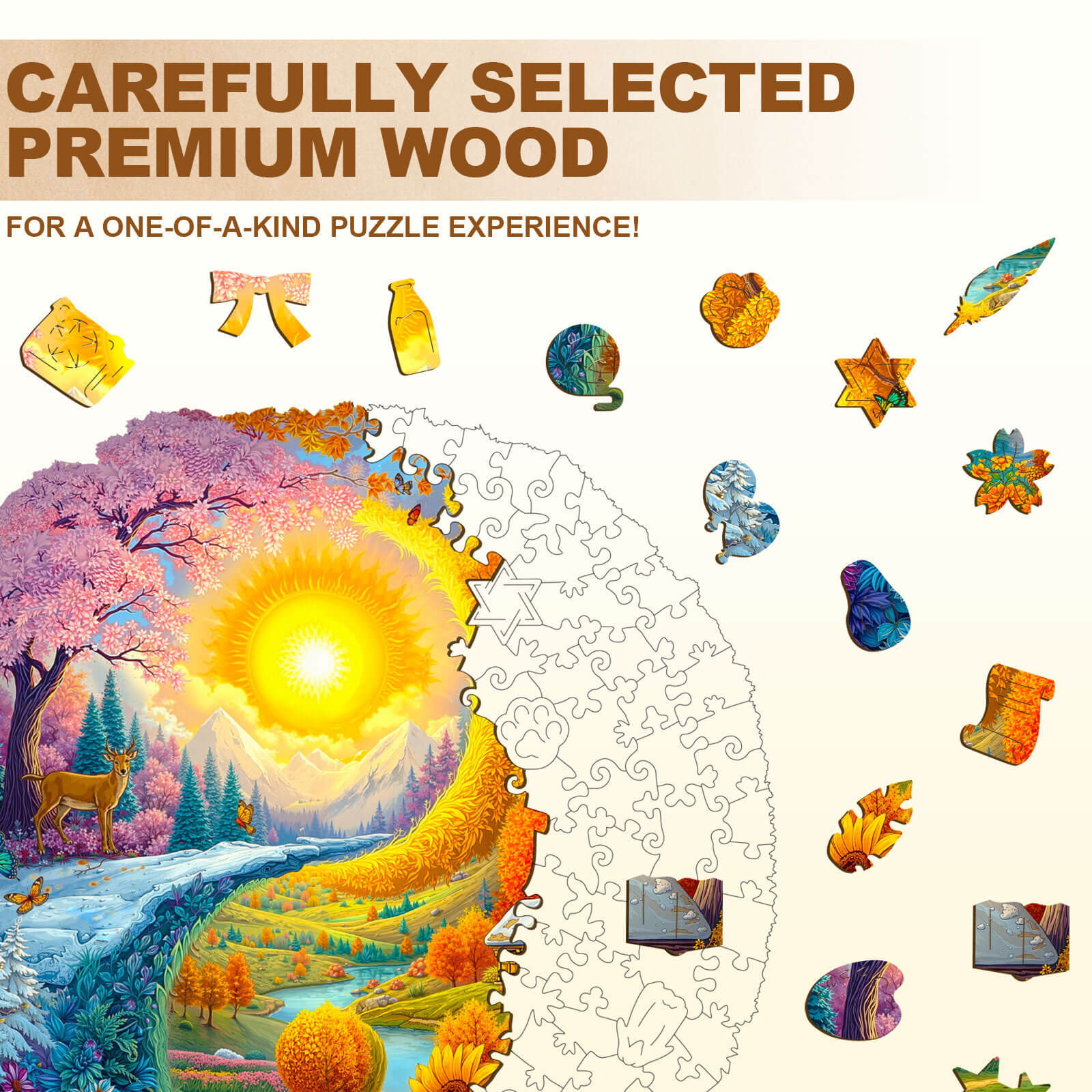 Yin Yang Autumn Winter Wooden Jigsaw Puzzle