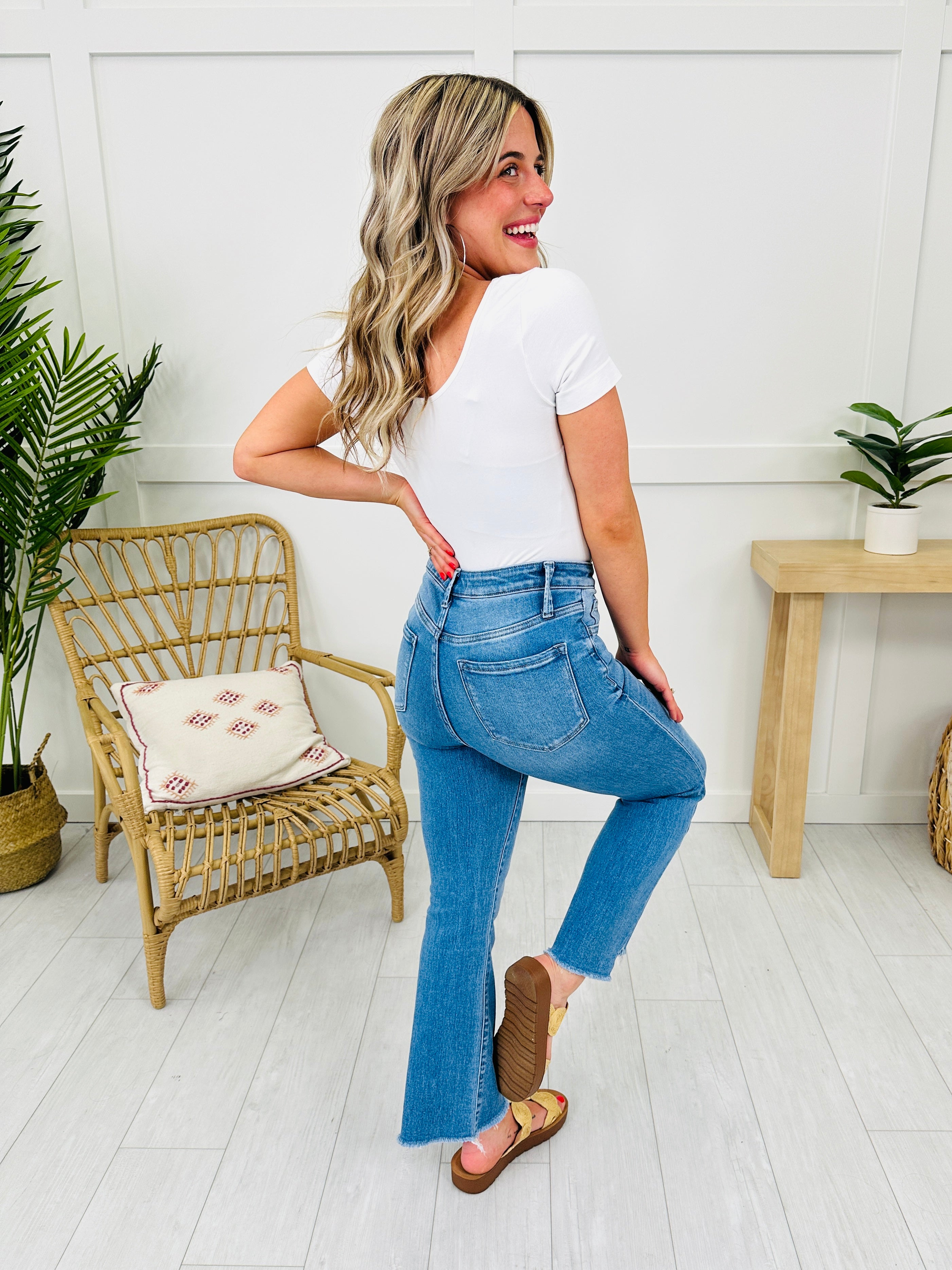 Severely Soft Tummy Control Cropped Kick Flare Jeans