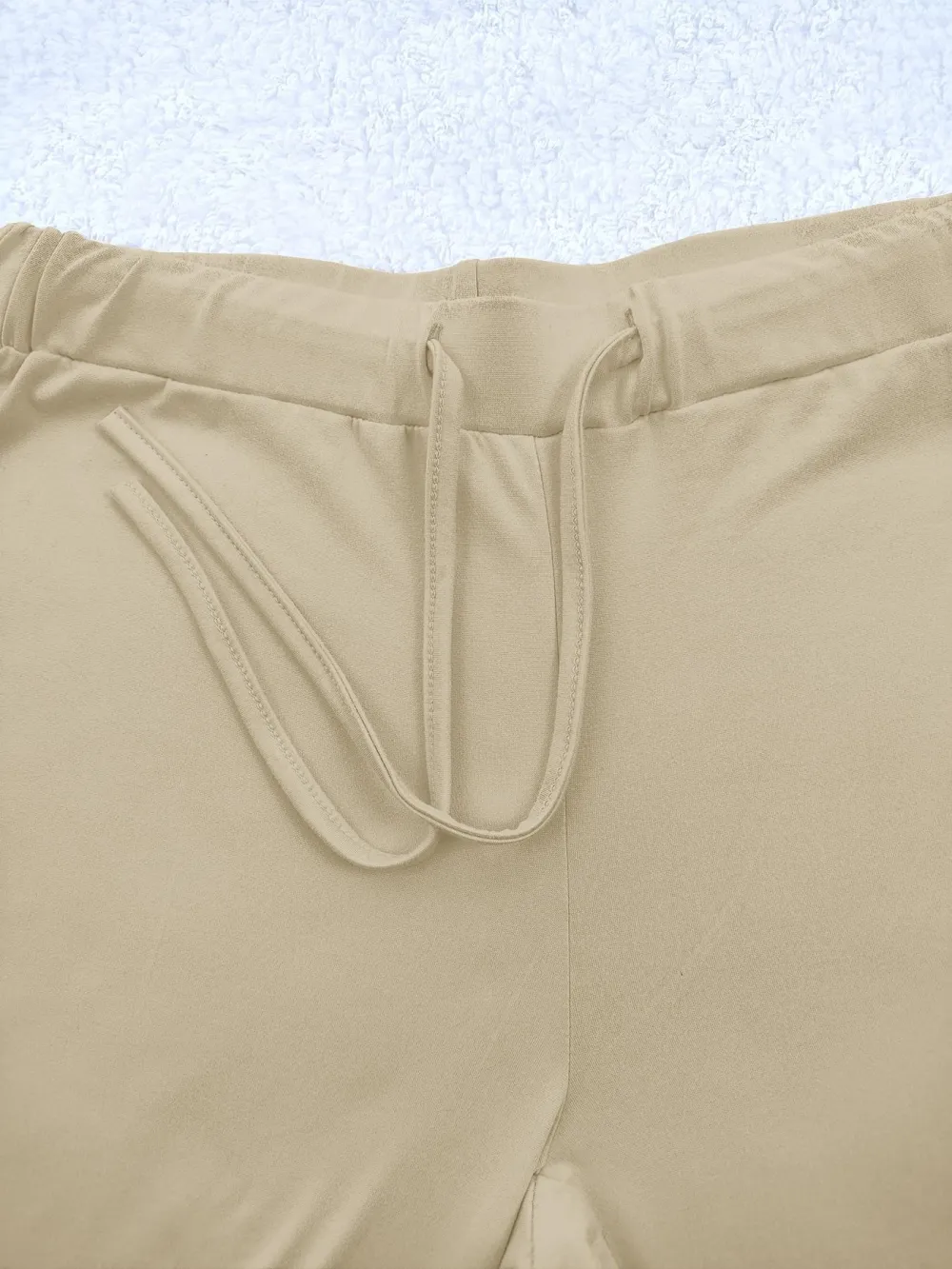 Women's Fashionable Big Size Casual Round Neck Short Sleeve Top & Loose Fit Straight Pants Set, Spring & Fall Comfortable Plain Design