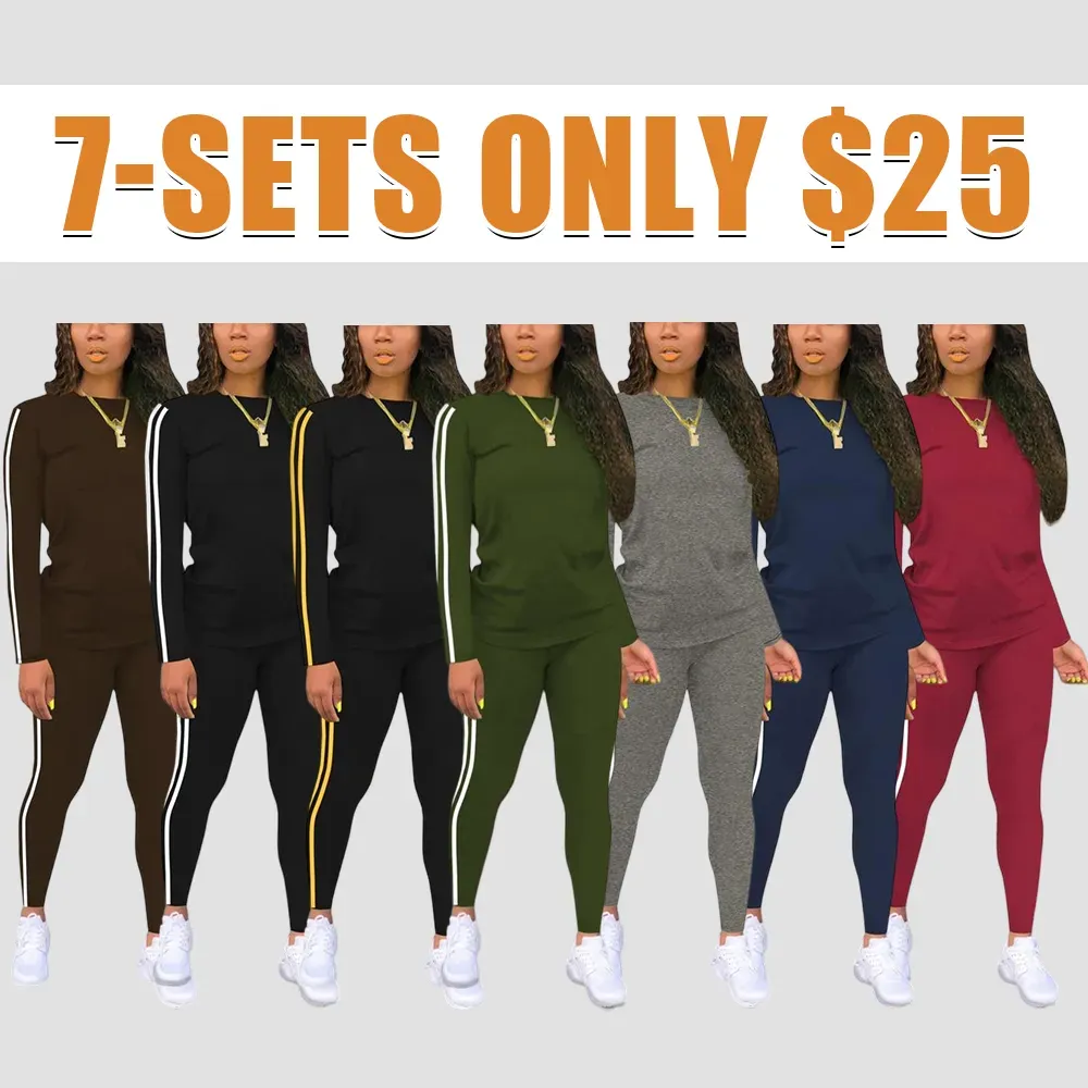 Women's solid color long-sleeved top and pants set