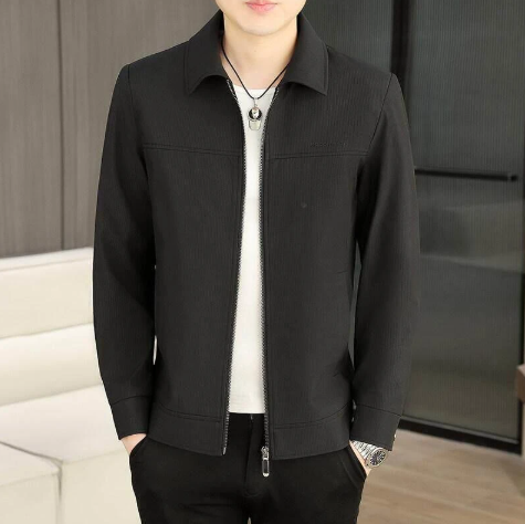 Men's Classic Turn - down Collar Zip - up Jacket