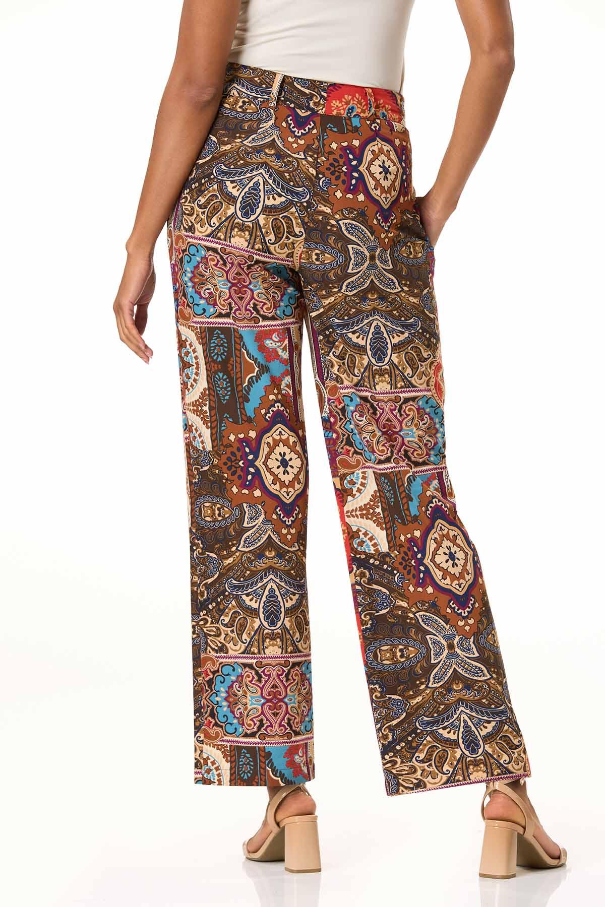 Printed Patchwork Wide Leg Pants