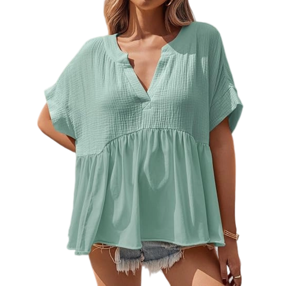 Womens Summer Babydoll Tops V Neck