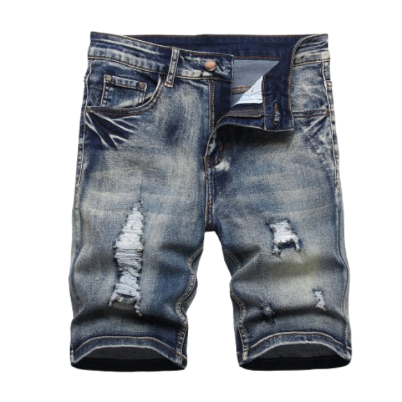 Men's Slim Fit Stretch Denim Shorts Ripped Skinny Jean Shorts for