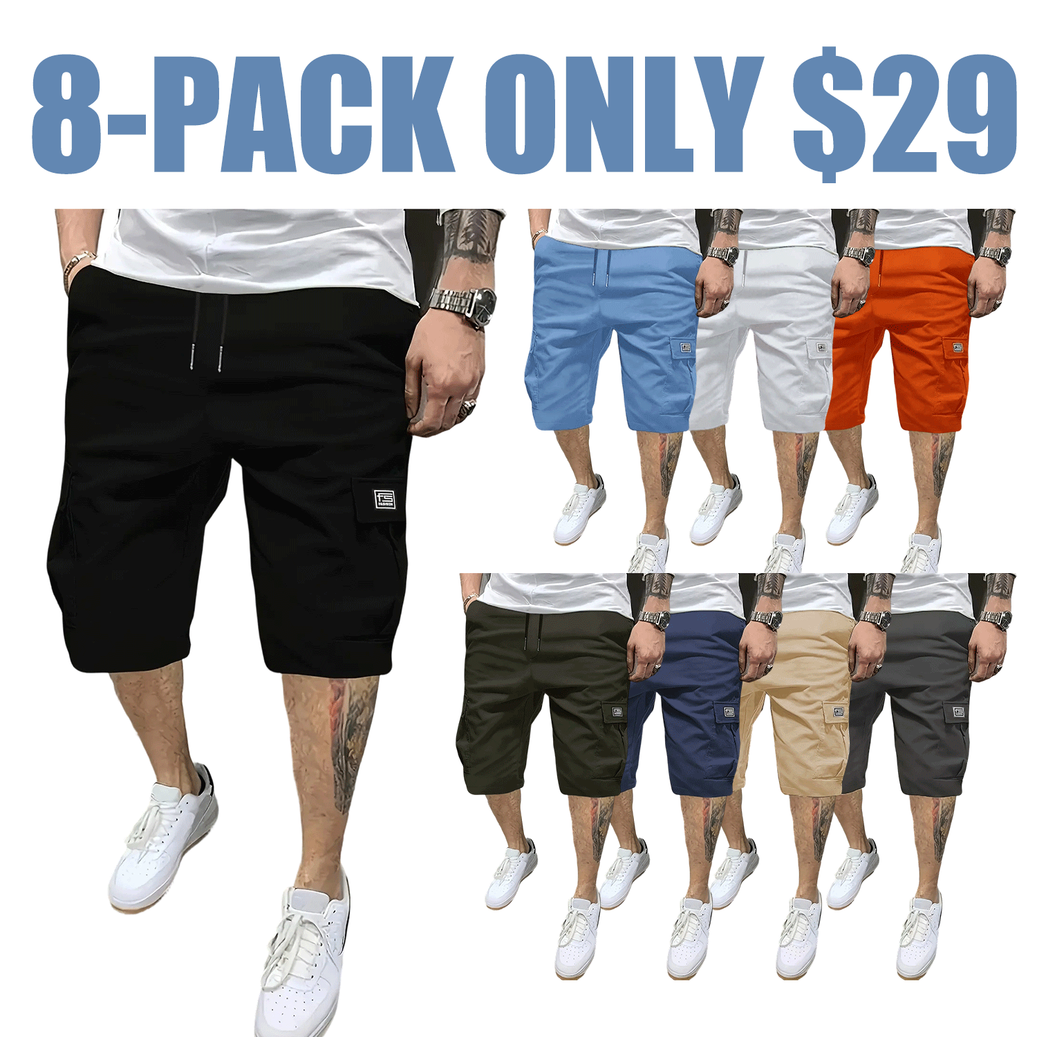 🌟🌟Men's Multi-Pocket Cargo Shorts Casual Streetwear Set