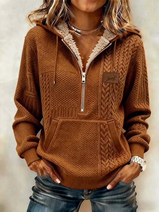 Women's Retro Western Style Zip-Up Hoodie