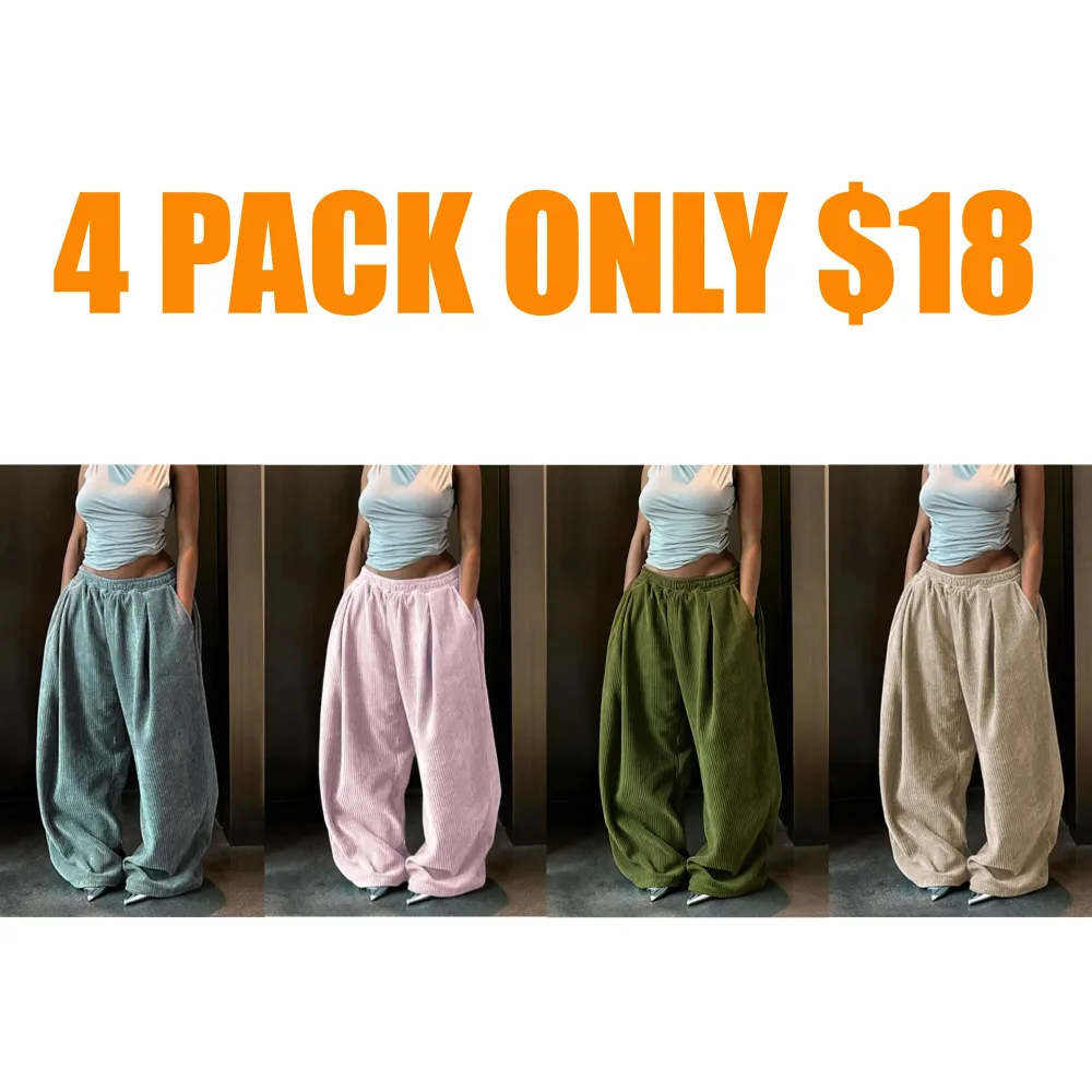 Women's Solid Drawstring High Waist Wide Leg Pants