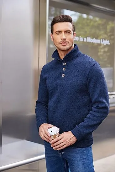 Men's Casual Slim Fit Pullover Sweater Knitted Thermal Sweatshirt.Fleece-lined For Warmth And Wind Protection.Comfortable And Stylish