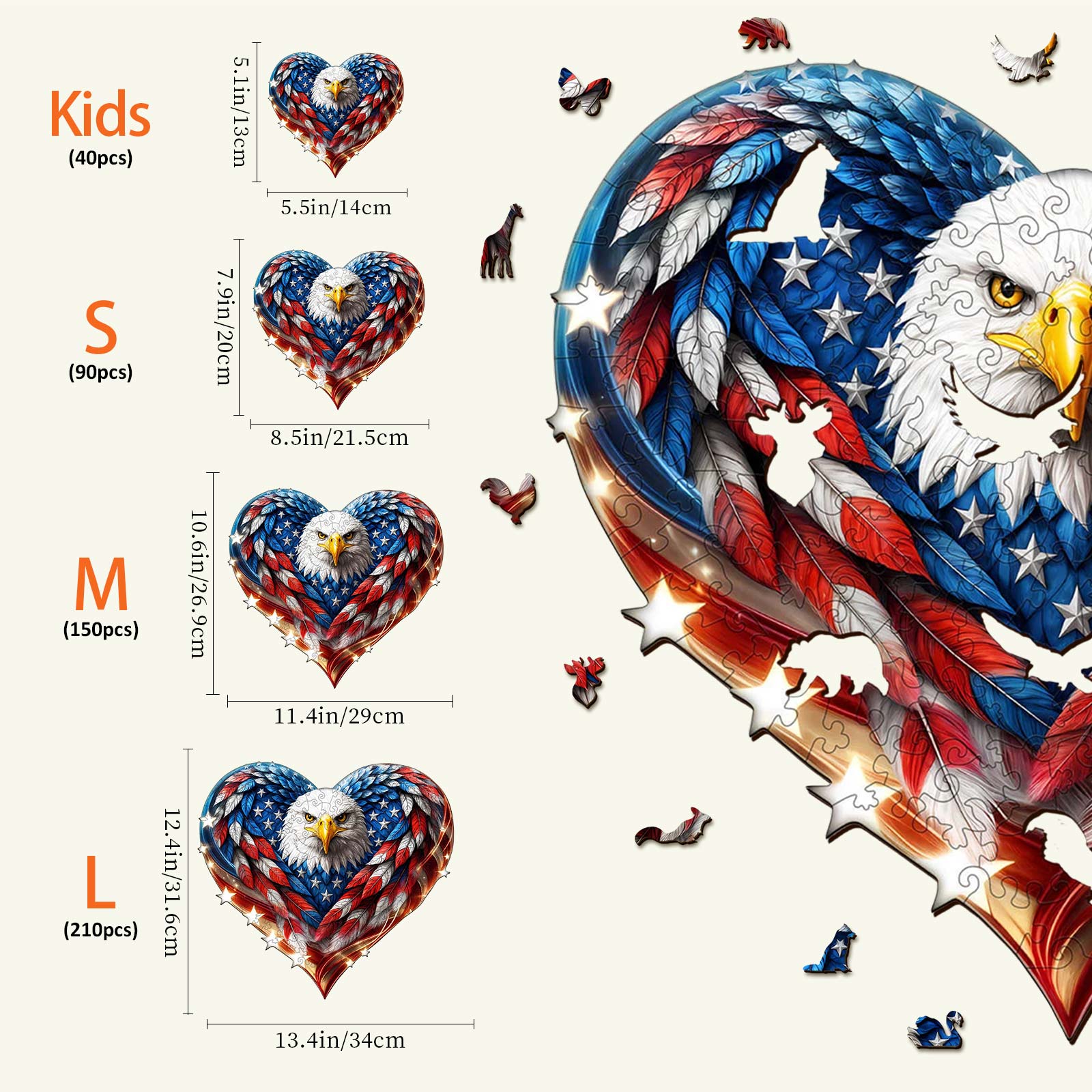 Patriotic Eagle-2 Wooden Jigsaw Puzzle