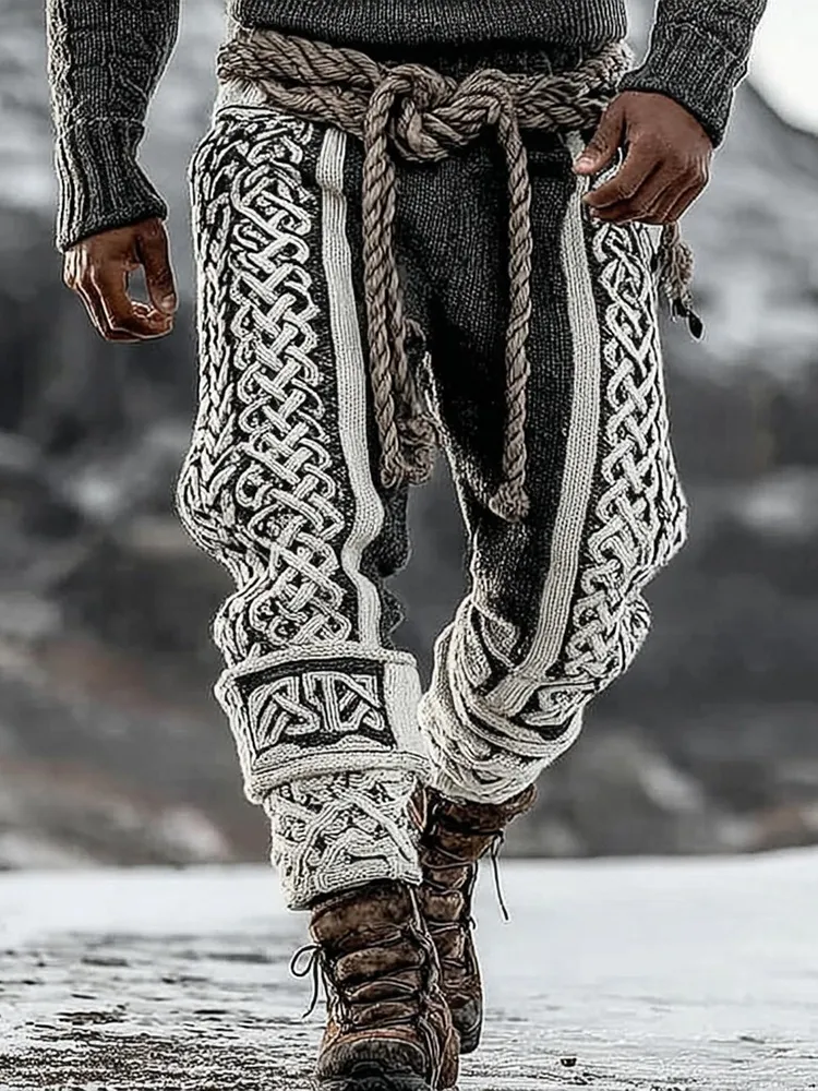 Men's Viking Tribal Celtic Pattern Art Knit Pants