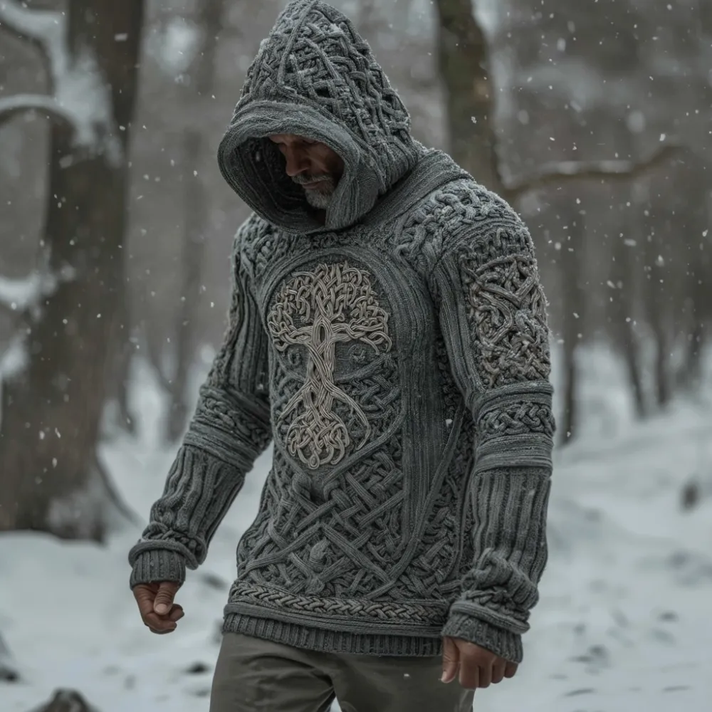 Men's Viking Tree Of Life Celtic Cozy Hooded Sweater