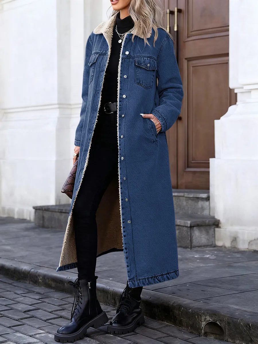 Women's Casual Denim Long Coat