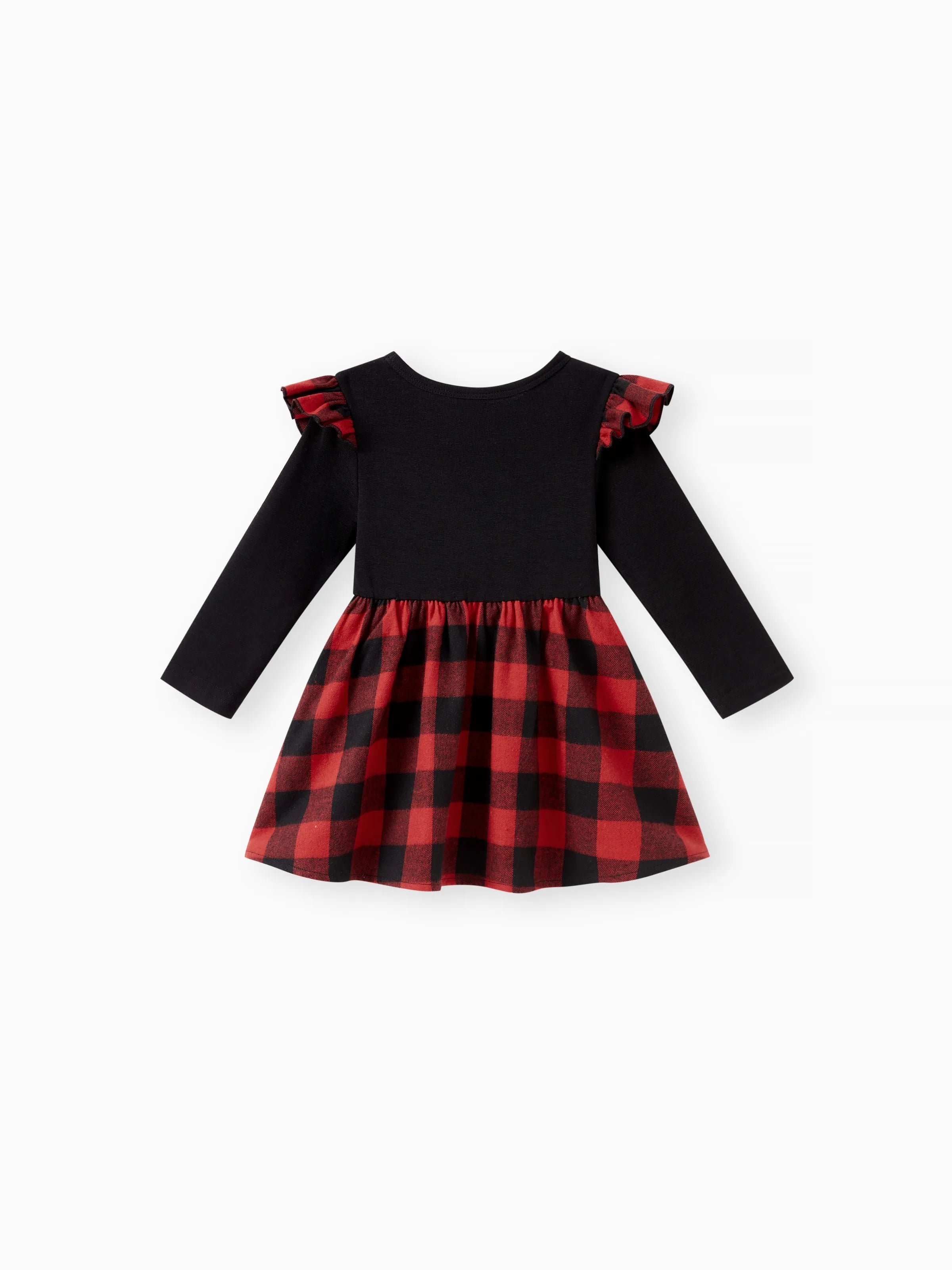 Matching Family Outfits Black and Red Plaid Co-ord Sets Hi-Low Flowy Hemline redblack