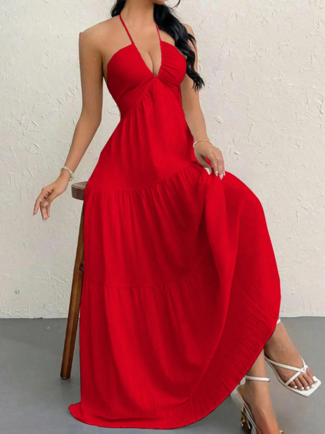 🔥12-PACK ONLY $25🔥Women's Solid-Color Dress Casual, Loose-Fit, Sleeveless Dress & Ideal for Beach Vacations