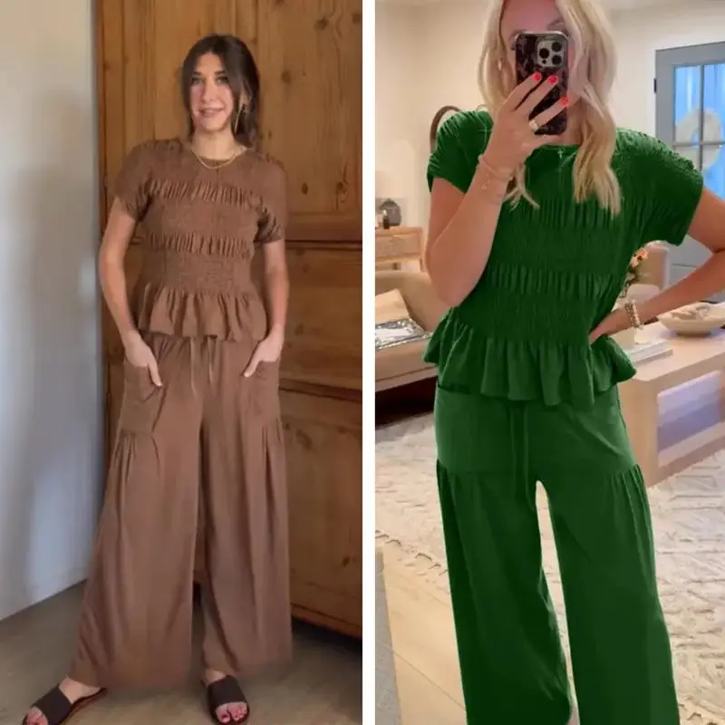 Women's Casual Pocket Two-Piece Set