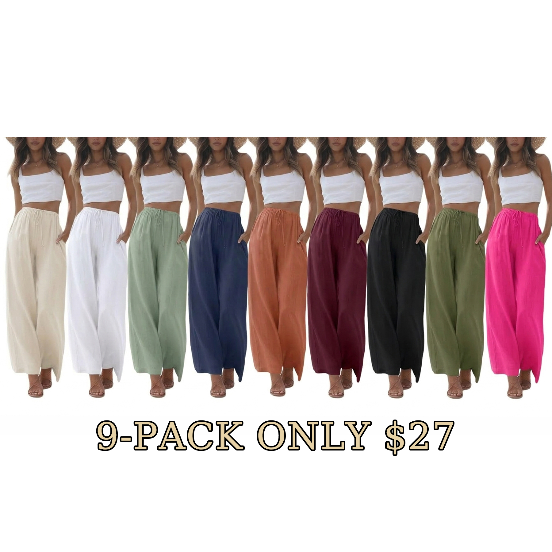 Women’s Linen Palazzo Pants – Flowy Wide-Leg Comfort